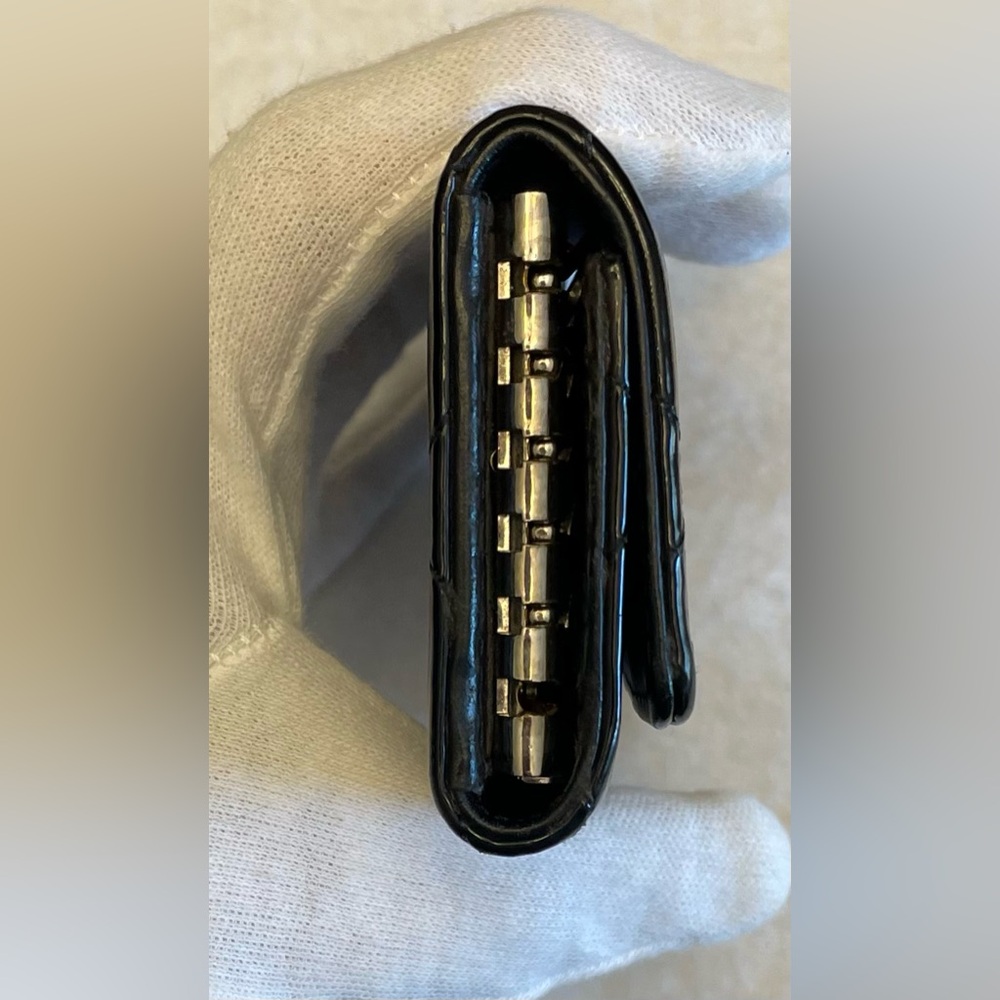 CHANEL Authentic Vintage Black Patent Leather Key Holder w/ Silver Logo - Picture 9 of 13